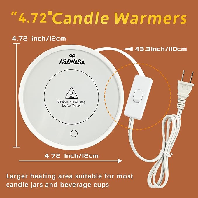 ASAWASA Smart Candle Warmer for Large Jar, Coffee Mug Warmers, with Gravity Switch Auto Shut-On/Off, Safely and evenly Release The Aroma, Keep The Drink at a Pleasant Temperature, A Thoughtful Gifts