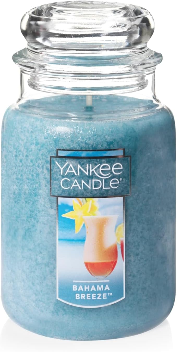 Yankee Candle Bahama Breeze Scented Classic 22oz Large Jar Single Wick Candle Over 110 Hours of Burn Time Perfect for Tropical Beach-Themed Setting Perfect for Gifting