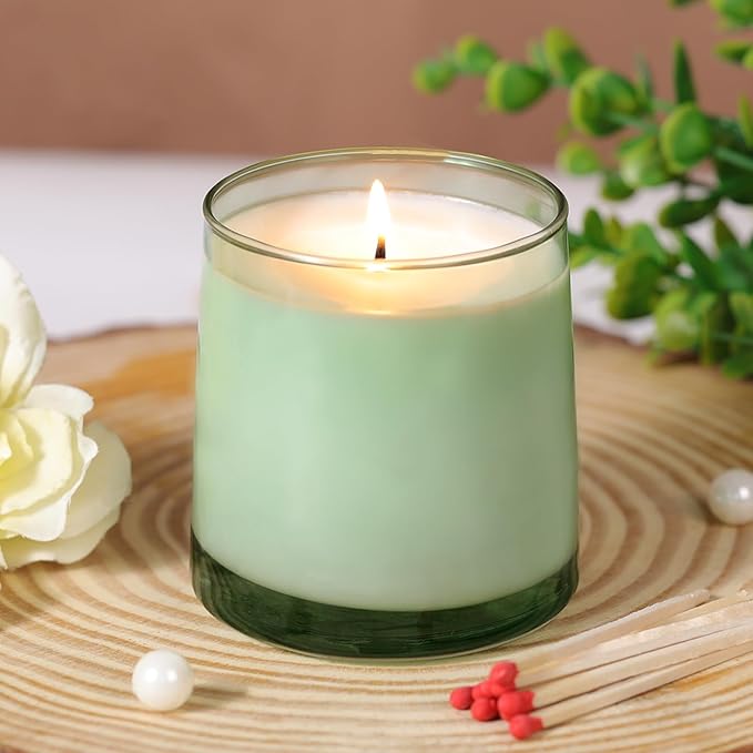 DARJEN 12 Pack Green Candle Jars for Making Candles- 9 OZ Empty Glass Candle Making Jars with Making Kits, Candle Making Supplies Candle Containers for Home DIY & GIFS