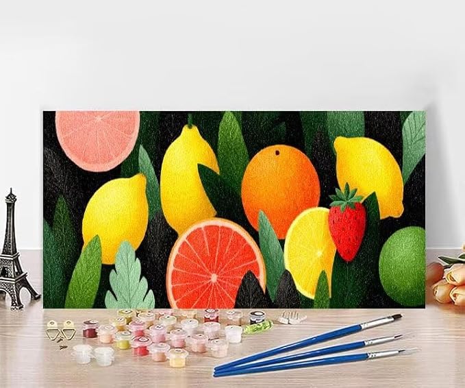 Paint by Numbers Kit for Adults Fruit Painting by Numbers Plant DIY Kits for Adults Canvas Oil Painting Crafts, Hobbies for Women Beginner for Home Wall Decor Art, Gifts Without Frame 12x24Inch H-AR30