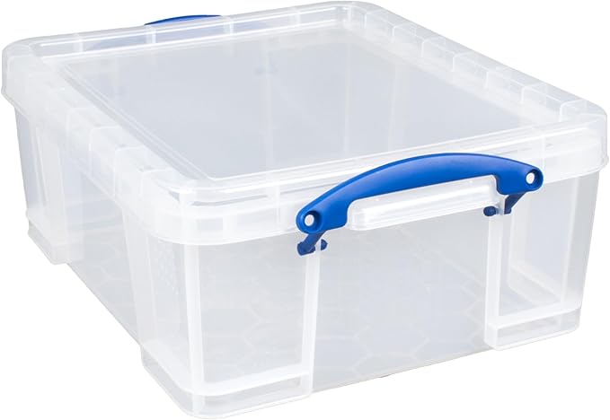 Really Useful Box 10 Pack 17L Plastic Storage Bins with Snap Lids and Clip Lock, Clear