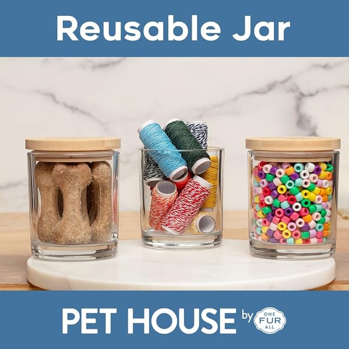 One Fur All Pet House Candle 2 Pack - Plant-Based/Soy- Clean Burning Scented, Long Lasting Pet Odor Candle for Home - Hollyberry