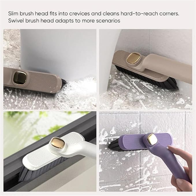 Multi-Function Rotating Crevice Cleaning Brush, 360 Degree Rotating No Dead Corners Hard Bristle Crevice Gap Brush Tool for Bathroom Household Kitchen (Purple 2pcs)