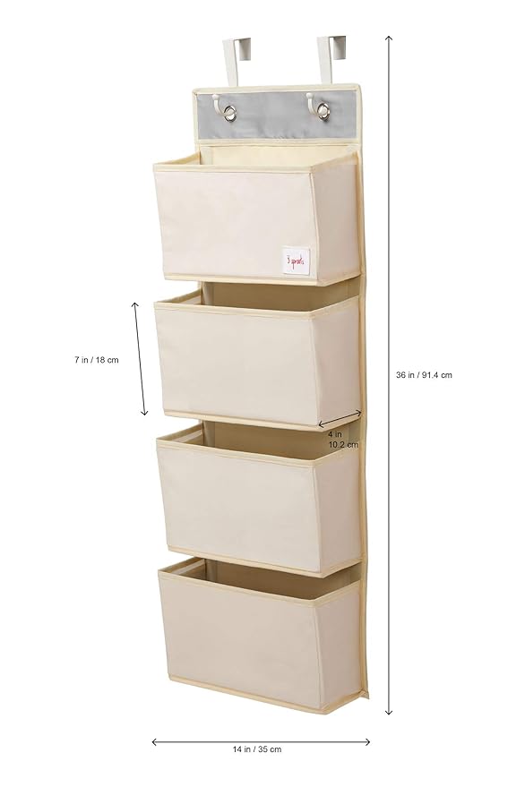 3 Sprouts Over The Door Baby Organizer - Essential Newborn Nursery Storage, Toy Organizer for Room and Closet - Bedroom Storage - Hooks Included, Giraffe