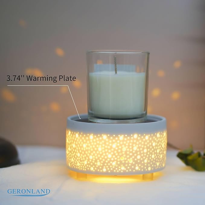 Wax Melt Warmer Ceramic 3-in-1 Oil Burner Electric Candle Wax Warmer Burner Heating Plate Melter Fragrance Warmer for Scented Waxs Home Office Bedroom Aromatherapy Gift& Décor