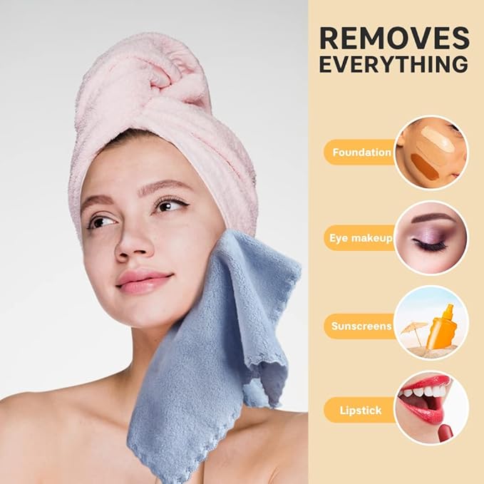 SUNLAND Microfiber Face Cloth Reusable Makeup Remover Facial Cleansing Towel Ultra Soft Face Washcloth 12inchx12inch 6 Pack Multicolor