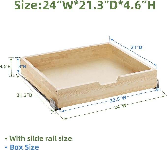 Pull Out Drawers for Cabinets, 22½” W x 21” D Soft Close Slide Out Drawers for Kitchen Cabinets, Cabinet Pull Out Shelves Requires At Least 23.5” Cabinet Opening