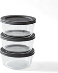 DURA LIVING Borosilicate Glass Food Containers - 6 Piece Set (2 cup) - Premium Storage Solution Microwave & Dishwasher Safe, BPA-Free Lids, White