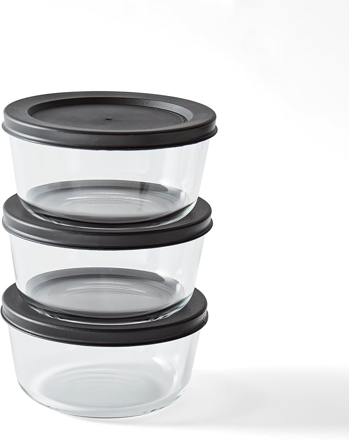 DURA LIVING Borosilicate Glass Food Containers - 6 Piece Set (2 cup) - Premium Storage Solution Microwave & Dishwasher Safe, BPA-Free Lids, White