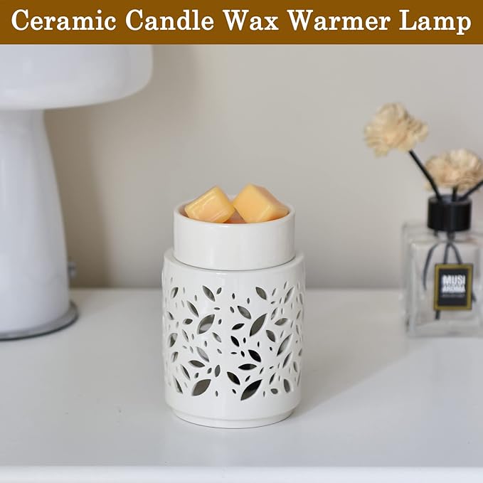 mocosa Ceramic Wax Melt Warmer,Wax Warmer for Scented Wax,Gifts for Women,Fragrance Melts for for Home Office Bedroom Gift & Decor(Leaf)