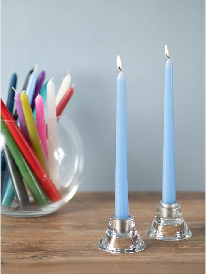 CANDWAX Light Blue 10 inch Taper Candles Set of 4 - Unscented Smokeless Dripless Tapers for Dinner Table, Home Decor, Easter Decor, Party, Wedding and Ordinary Dinners - Spring Candles