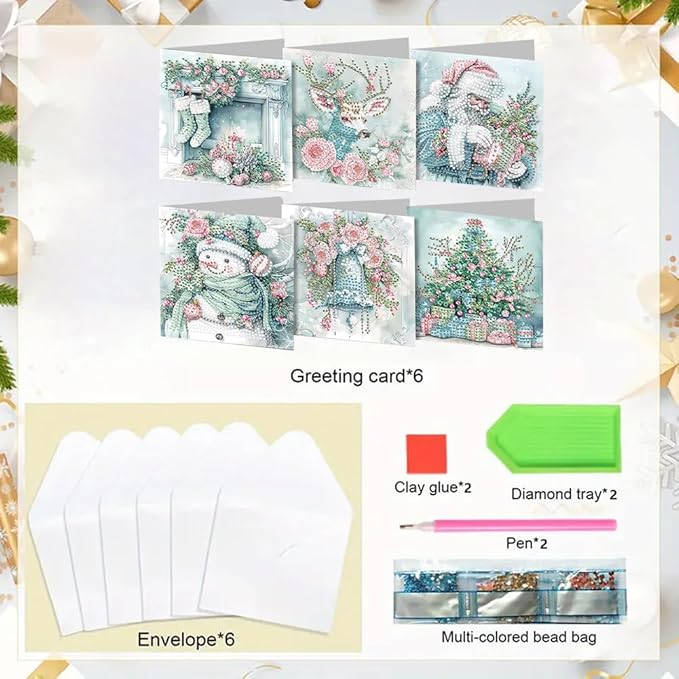 6PCS DIY Art Greeting Cards Winter Christmas Congratulations Cards Gifts for Home Wall Decor and Office Display Perfect DIY Craft Gift for Adults and Kids