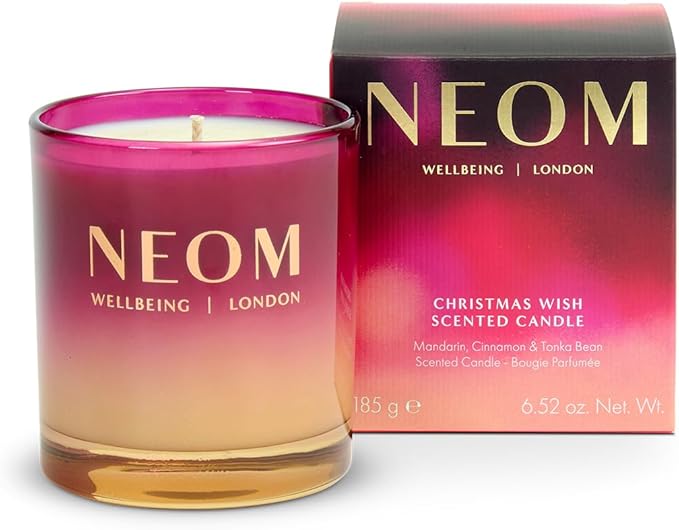 NEOM Christmas Wish Candle, 1 Wick | Mandarin, Cinnamon & Tonka Bean I Made with 100% Naturally derived Wax I Designed to Help You Relax and Unwind I Expertly Blended I Hand Finished