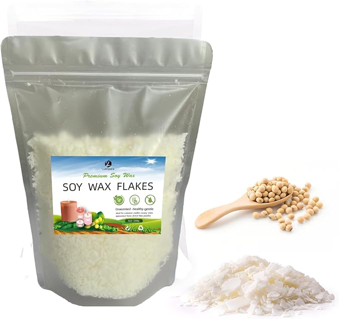 100% Natural Soy Wax Flakes for Candle Making, Eco-Friendly,Farm-Sourced, No Additives, Clean Burning, DIY Candle Supplies, Safe and Pure, 5 LBS