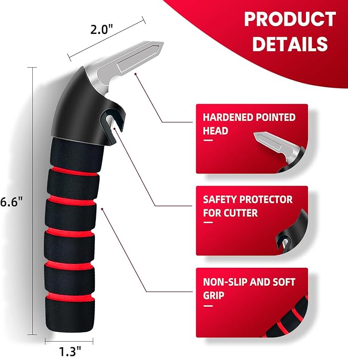 KOUNATSURI Car Handle Assist for Elderly Car Door Handle Multifunction Handle Car Door Latch Handle for Seniors and Handicapped(Red, Handle with Two Straps)