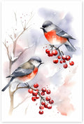 GUAIEUW Red Fruit Red Bird Diamond Painting Kit for Adults, Full Round Diamond Cardinal Bird 5D Diamond Painting DIY Art Crafts for Winter Home Wall Decor Holiday Gift 16x20 Inch