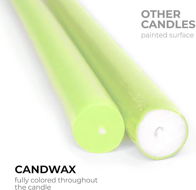 CANDWAX 10 inch Olive Taper Candles Set of 4 - Dripless Unscented Candlesticks - Perfect as Dinner Table Centerpiece Tapers or Household Decor