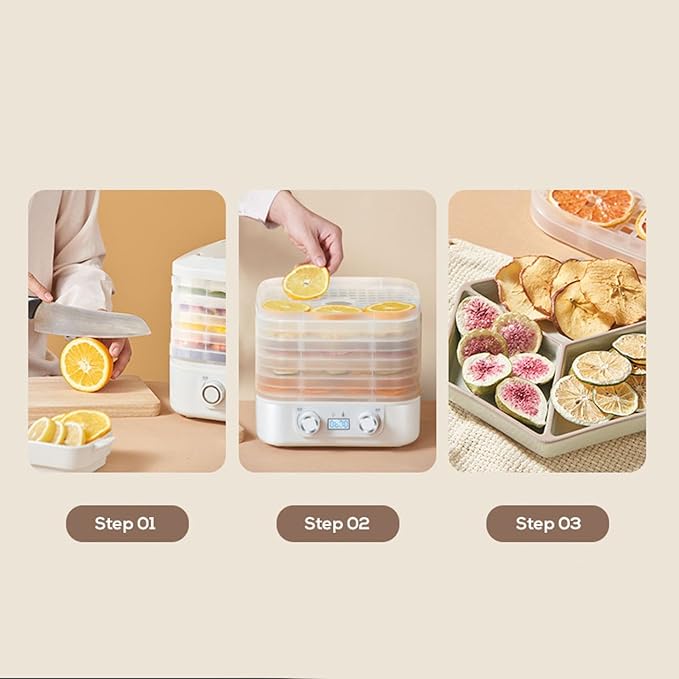 Food Freeze Dryer Machine for Home with 5 Trays, Candy Freeze Dryer with Smart Timer & Temp Control, Freeze Dried Snack Maker for Fruit, Meat & Veggies Storage (White)