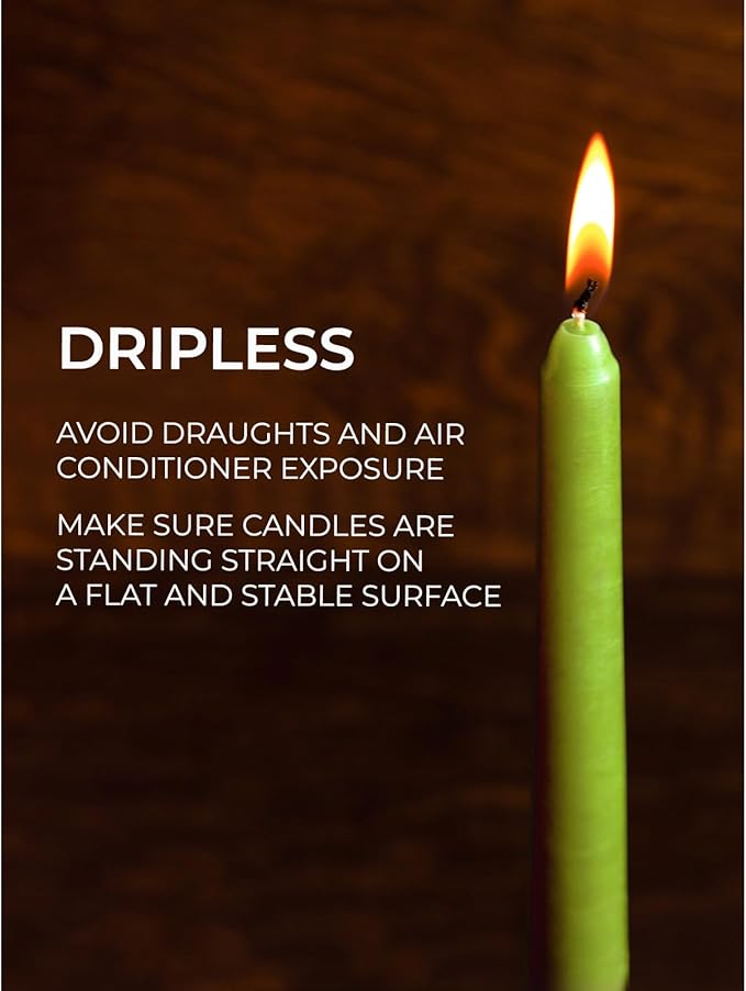 CANDWAX 10 inch Olive Taper Candles Set of 4 - Dripless Unscented Candlesticks - Perfect as Dinner Table Centerpiece Tapers or Household Decor