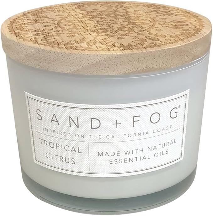 Sand + Fog Scented Candle - Tropical Citrus - Additional Scents and Sizes – 100% Cotton Lead-Free Wick - Luxury Air Freshening Jar Candles - Perfect Home Decor – 12 oz