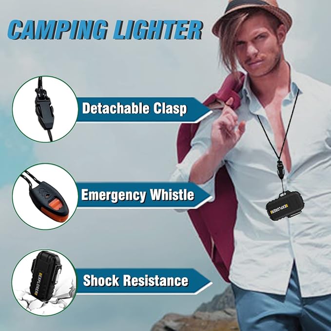 Waterproof Butane Torch Lighter Refillable Windproof Jet Flame Lighters for Fireplace Fireworks Grill Camping BBQ Lighter Gift for Man,2 Pack. (Black+Red)(Without Butane)