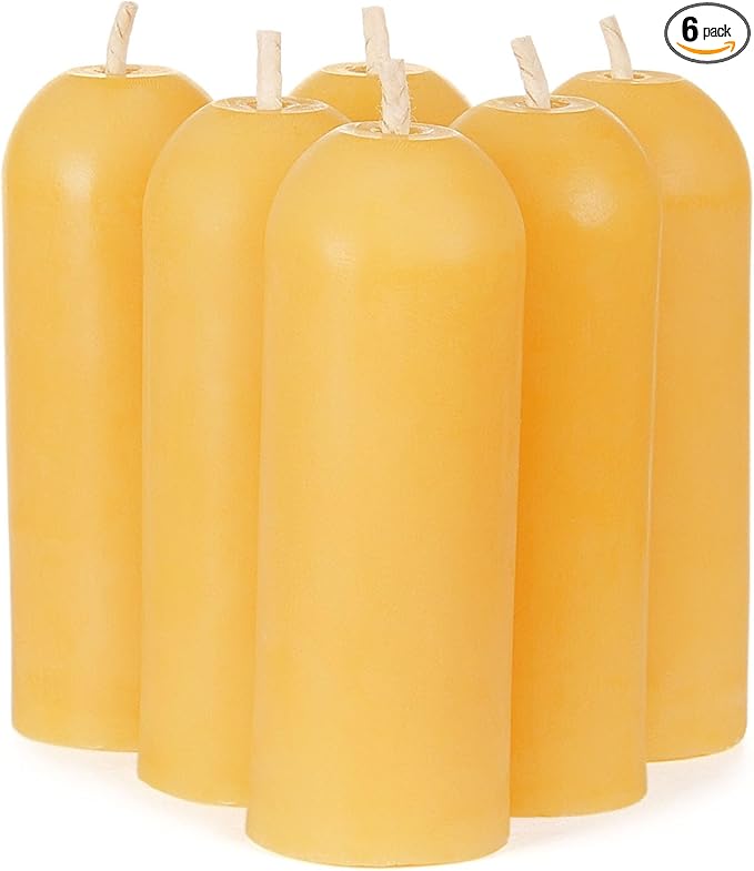 DEYBBY Beeswax Small Pillar Candles 6 Pack - Natural Beeswax Emergency Candles Bulk for Home Room Blackout Housewarming Gift