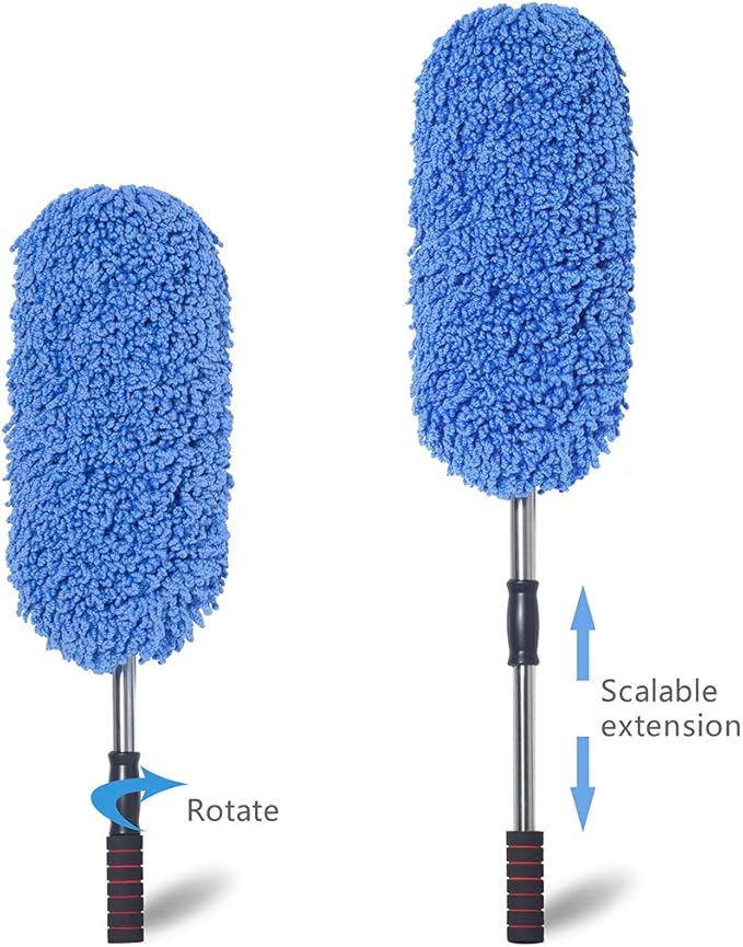 (3 Pack) Microfiber Car Duster Exterior Scratch Free, Extendable Handle Interior Multipurpose dust Cleaning Duster for car