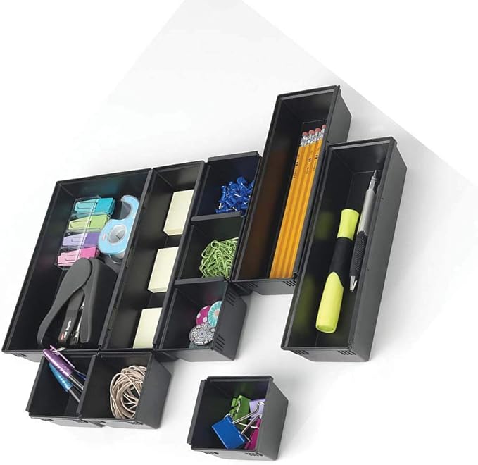 Dial Industries B689K Drawer Organizer Tray Set, Black