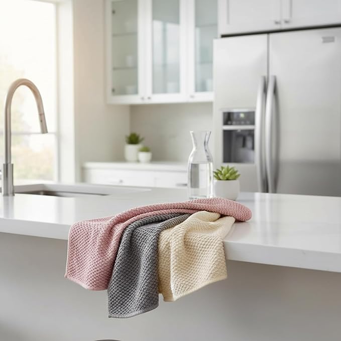 Solyra Oeko-Tex Certified Microfiber Cleaning Cloths – Non-Toxic, Safe for Family & Pets – 6 Pack Kitchen Rags for Counter – 12x12 in, Lint-Free, Absorbent Dish Towels, Dusting Cloths
