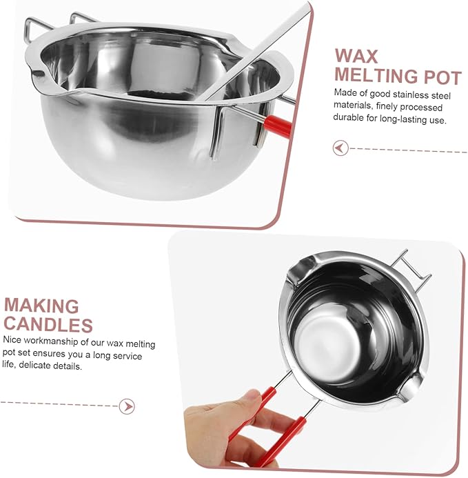 VILLCASE Stainless Steel Aromatherapy Wax Melting Pot Scented Wax Melt Warmer for DIY Candle Making Kit
