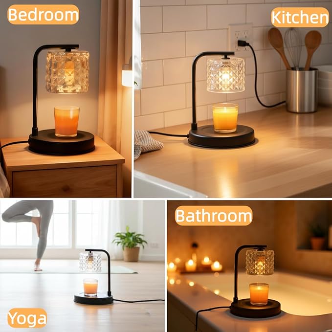 ZOOUS Candle Warmer Lamp with Timer Dimmer, 4 Brightness Wax Warmer for Jar Candles, Spring Home Decor, Easter Mother's Day,Birthday Gifts for Women Mom, House Warming, Includes 2 Bulbs