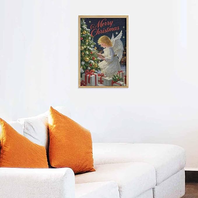 AIVKIEJK Diamond Painting Kits for Adults - Merry Christmas Angel Welcome Painting DIY 5D Full Drill Diamond Dots Paintings with Diamonds Gem Art and Crafts Home Decor 8"x12"