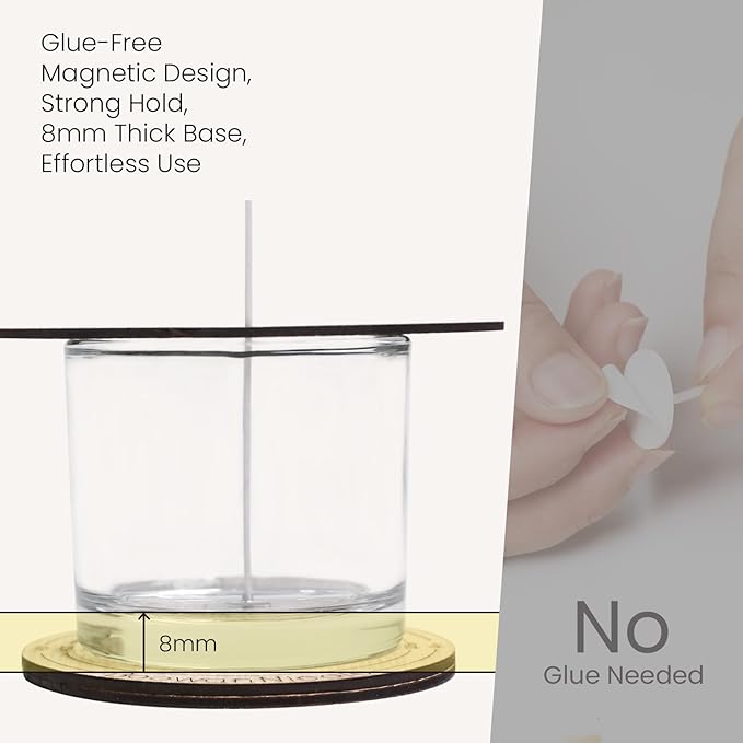 BOOWAN NICOLE Universal Wick Centering Setter Tool for Candle Making - Center & Set Wicks in 1 Second, Wick Holder for Most Candle Jar & Refill Sizes (Wood)