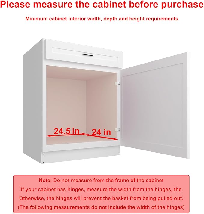 Sikarou Pull Out Cabinet Organizer 23" W x 21" D, Heavy Duty Kitchen Cabinet Pull Out Shelves, Slide Out Wire Basket for Kitchen Cabinets, Bathroom, Pantry, Chrome Finish