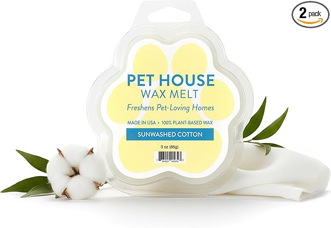 Pet House Fresh Linen Scented Wax Melts, Long-Lasting, Pet-Friendly Plant Based, Wax Melts for Home, Sunwashed Cotton, 3 OZ Each, 2 Pack