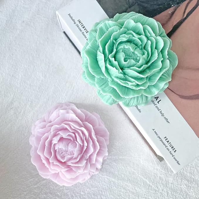 Cestony 3D Flower Peony Candle Silicone Molds for Making Candle Resin Pillar Aromatherapy gypsum Candles Wax Soap Flower Specimen Clay Craft