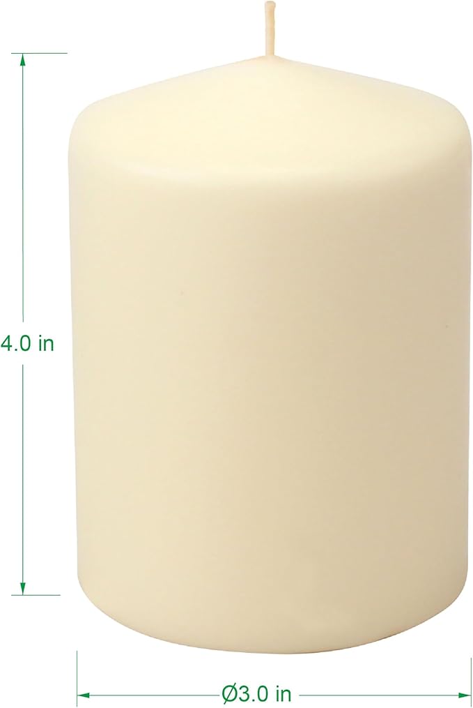 Stonebriar 3 Pack Tall 3 x 4 Inch 35 Hour Long Burning Unscented Ivory Wax Pillar Candles