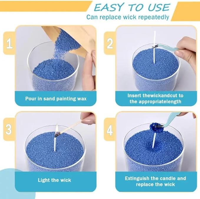 Monivi Unscented Sand Candles with Wicks 14Colors Pearled Candles Sand and Wicks 100pcs for Home Décor or Gifts, 24.7oz Refillable Pearled Candle Wax for DIY Candles Making Kit(1.76oz Each Color)