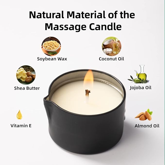 Low Temperature Pure Natural Soybean Oil Candle Massage Wax, Home Scented Aromatherapy Candle for Body Treatment and Skin Moisturizing Jasmine Scent 2.35 OZ
