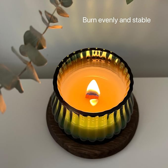 30 Sets Double-Layered Smokeless Cherry Wood Candle Wicks, Long Lasting Flame, Easily Burn, Candle Cores with Stand and Glue Dot, Warning Label for DIY Candle Making