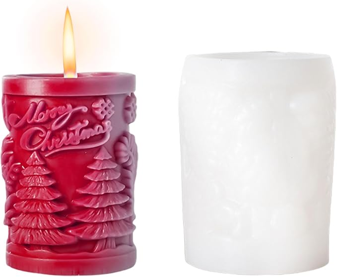 Elk Candle Moulds for Candle Making, Deer Pattern Pillar Candle Mold, Christmas Reindeer Silicone Mold for Soy Wax Candle, Aromatherapy Candle, Gypsum, Plaster, Home Decor (Xmas Tree Molds)