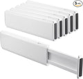 5 Pack Drawer Dividers, 4 Inch High Adjustable Dresser Drawer Organizers, Expandable from 14.8-22 inch Separators for Clothes, Kitchen, Office, Bathroom Organization, White