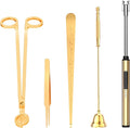 5 in 1 Candle Accessory Set,Candle Wick Trimmer Cutter,Candle Wick Dipper,Candle Wick Snuffer,Rechargeable Candle Lighter,Tweezers,Stainless Steel Candle Care Kit Home Gift for Aromatherapy