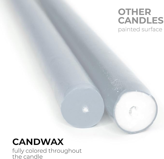 Candwax 10 inch Tapered Candles Set of 12 - Dripless and Unscented Candlesticks - Perfect as Dinner and Household - Light Gray