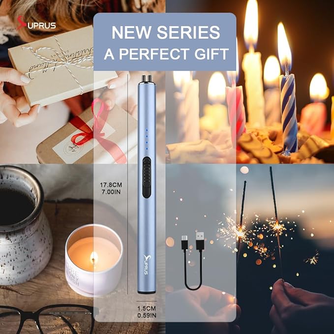SUPRUS Electric Arc Windproof Flameless USB Lighter Rechargeable with Safety Lock for Candle Kitchen