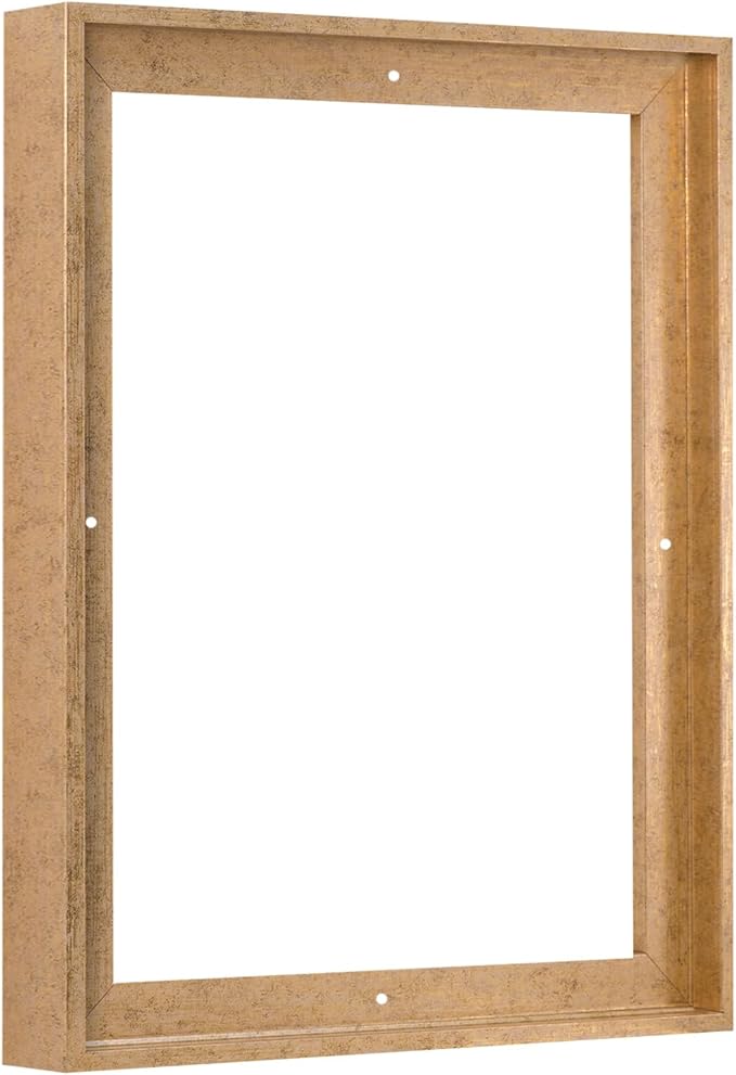 Pixy Canvas Floater Frame 10x30 for 1-1/2 (1.5) inch Deep Canvas Paintings/Canvas Prints/Wood Canvas Panels/Wall Art/Wall Decor/Home Decor/Artwork (Scratched Gold & Cream, 10 x 30 inch, Portrait)
