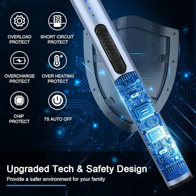 SUPRUS Electric Arc Windproof Flameless USB Rechargeable Lighter with Safety Lock for Candle (Blue)