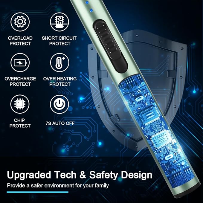 ARECTECH Electric Candle Rechargeable Lighter Arc Plasma Lighters for Candle Kitchen Camping Christmas Type-C Green
