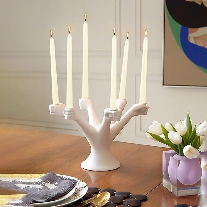 16 Pack Ivory Taper Candles, 7-8 Hours Burn Time, Unscented, Smokeless and Dripless, 4/5 x 10 Inch for Christmas,Household,Dinner,Wedding,Valentine's Day,Party and Home Décor Candlesticks