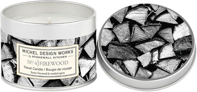 Michel Design Works Soy Wax Candle in Travel Tin Size, Firewood